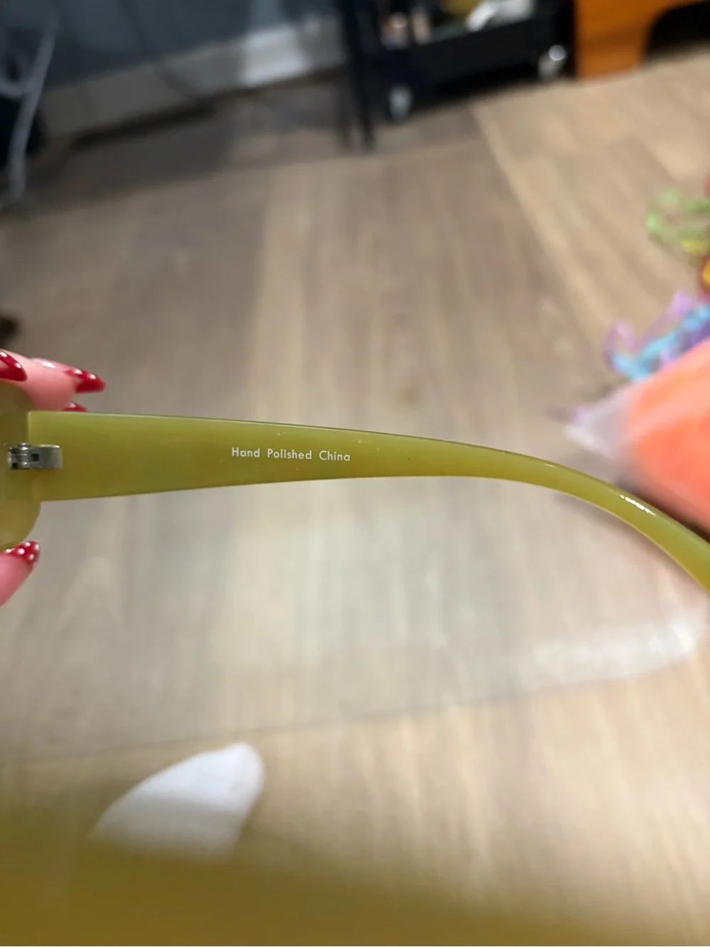 Rectangular Olive Green Pearlized Sunglasses